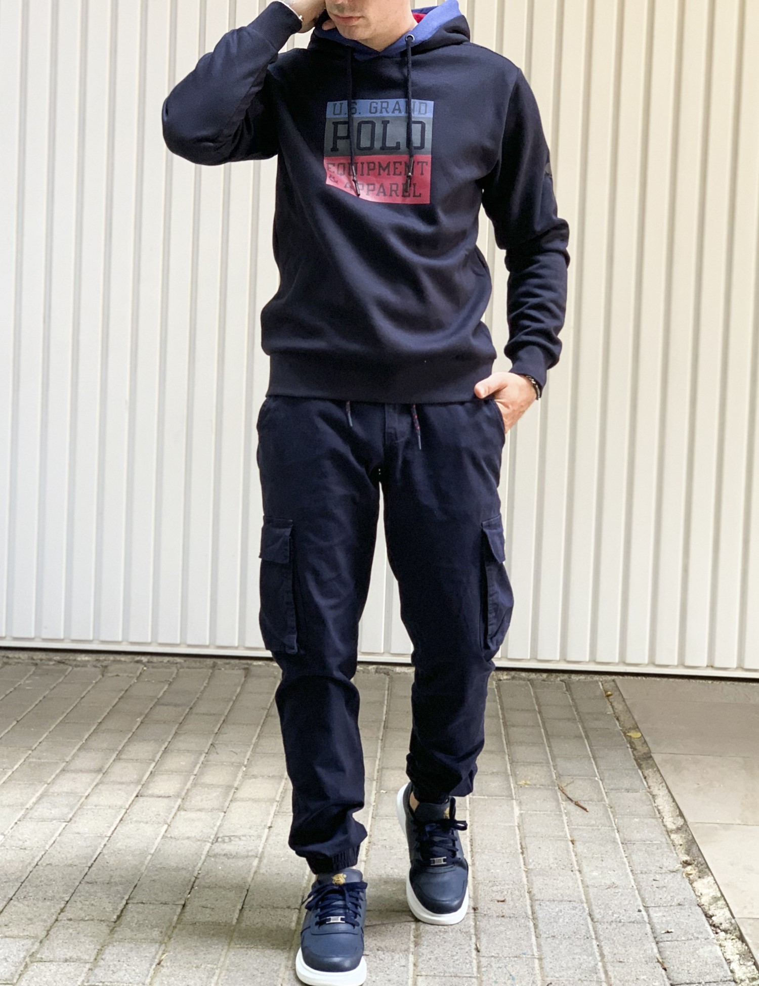 US Grand Polo ανδρικό μπλε φούτερ με λογότυπο USF901 φωτογραφία